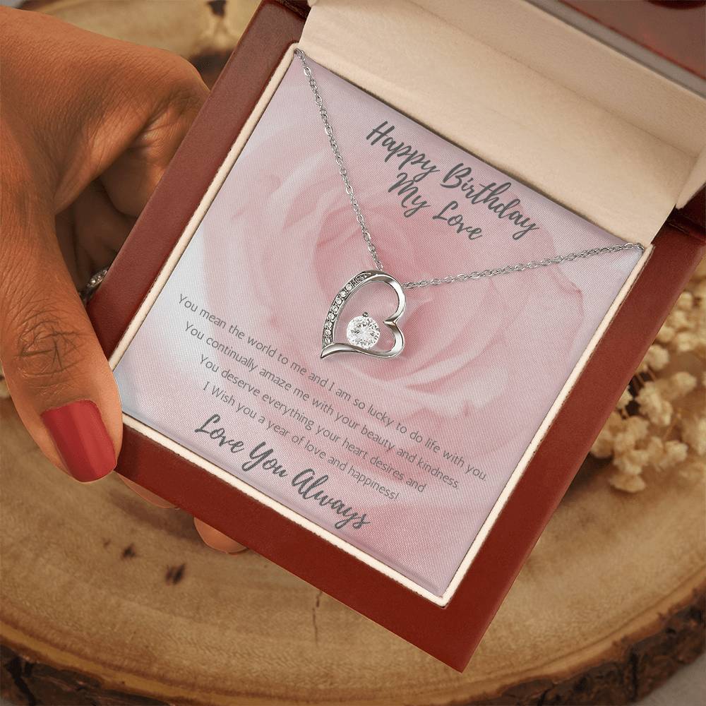 Wife Heart Necklace Birthday Beauty, Kindness - Rose