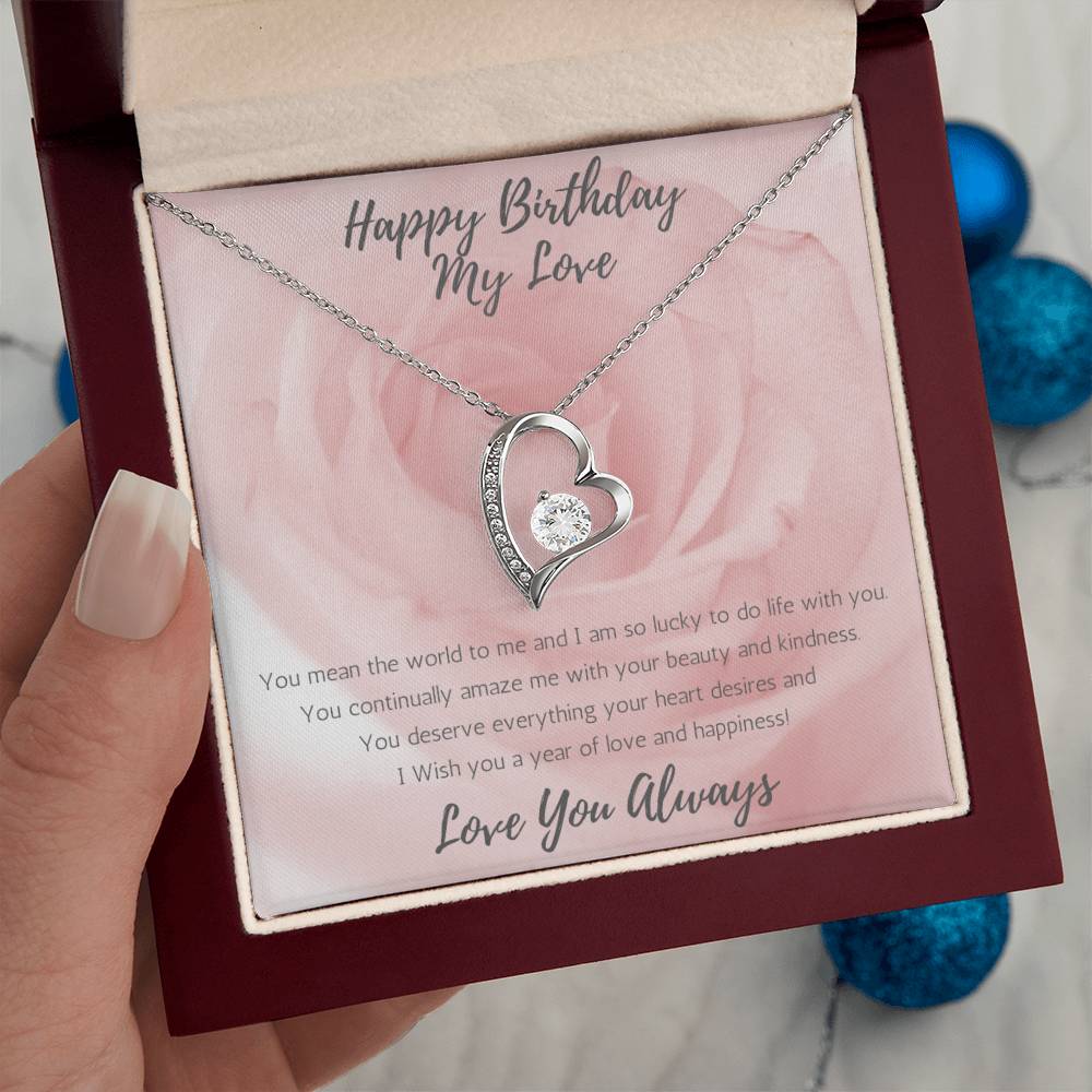 Wife Heart Necklace Birthday Beauty, Kindness - Rose