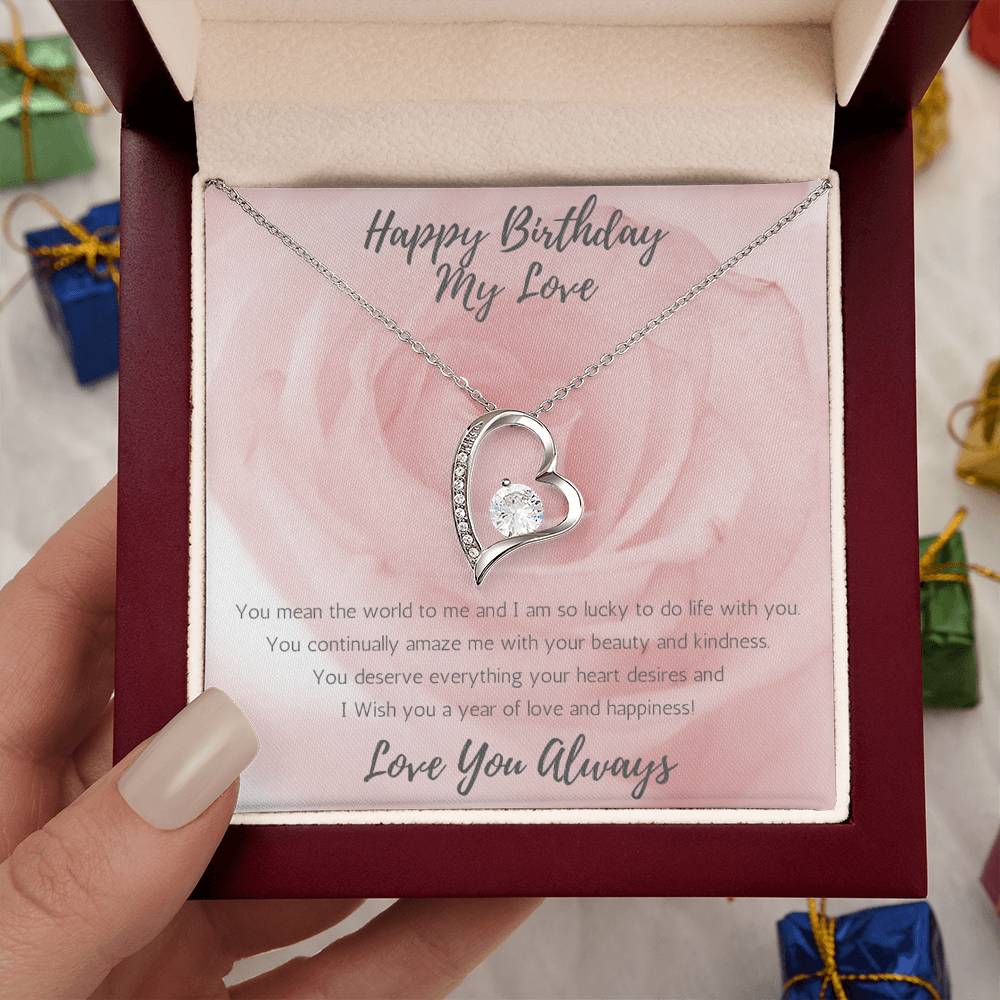 Wife Heart Necklace Birthday Beauty, Kindness - Rose