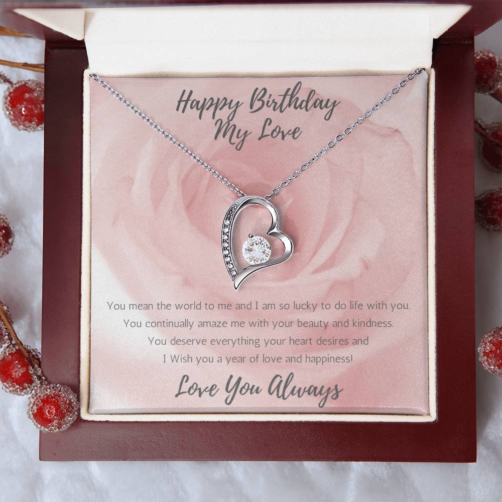 Wife Heart Necklace Birthday Beauty, Kindness - Rose