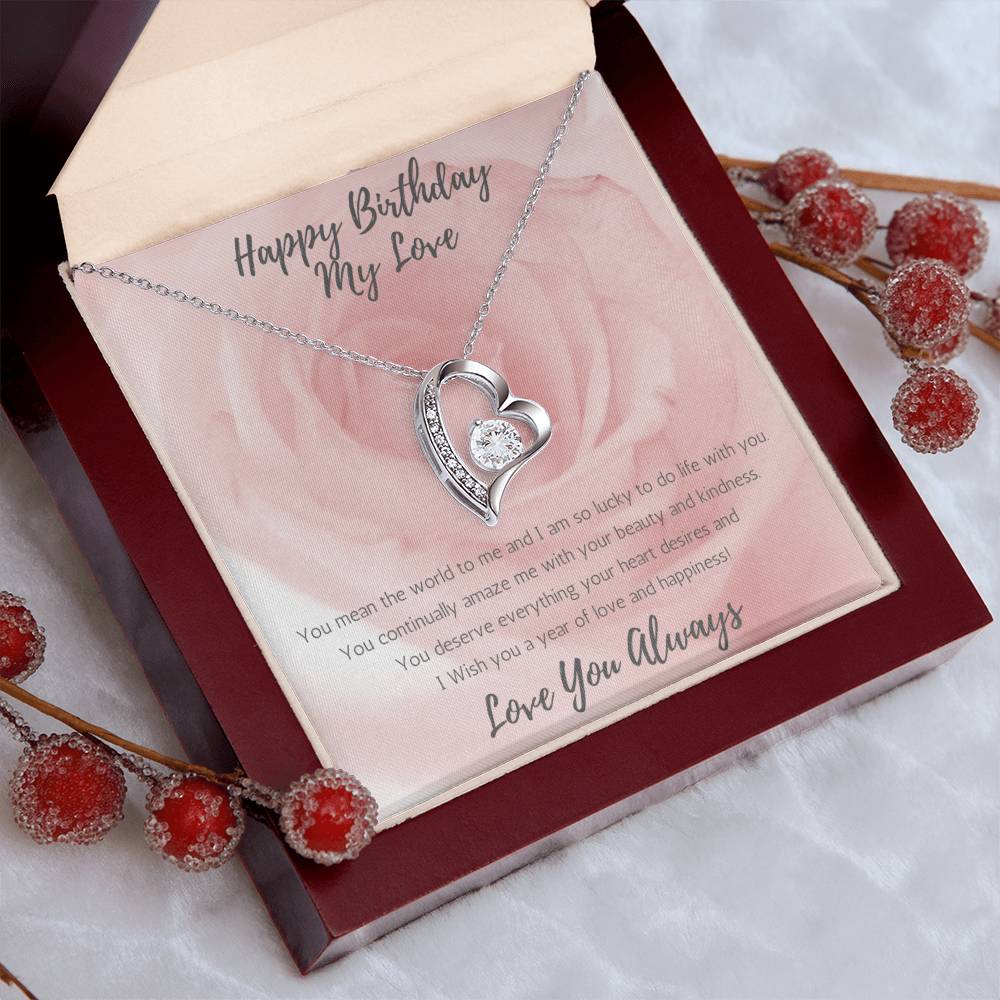 Wife Heart Necklace Birthday Beauty, Kindness - Rose