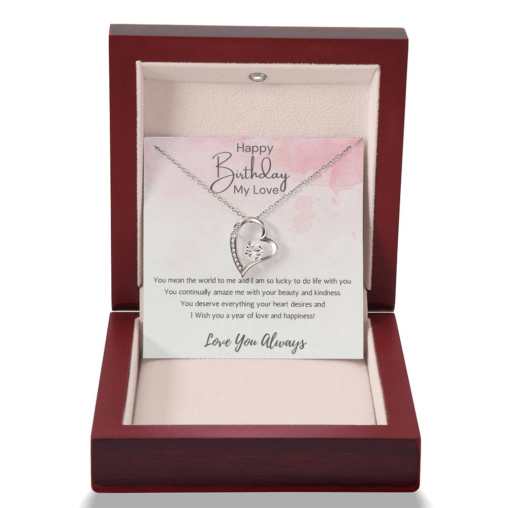 Wife Heart Necklace Birthday Beauty, Kindness- Pink