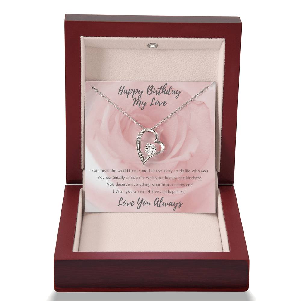 Wife Heart Necklace Birthday Beauty, Kindness - Rose