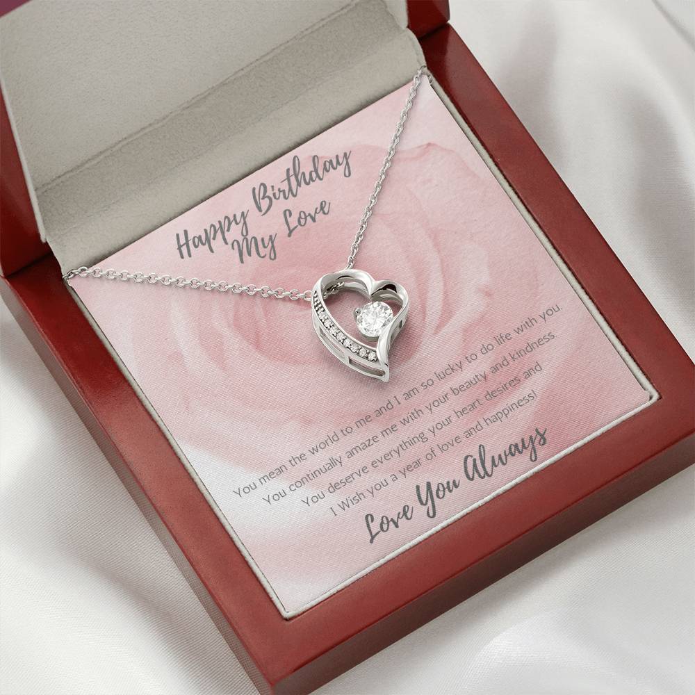 Wife Heart Necklace Birthday Beauty, Kindness - Rose