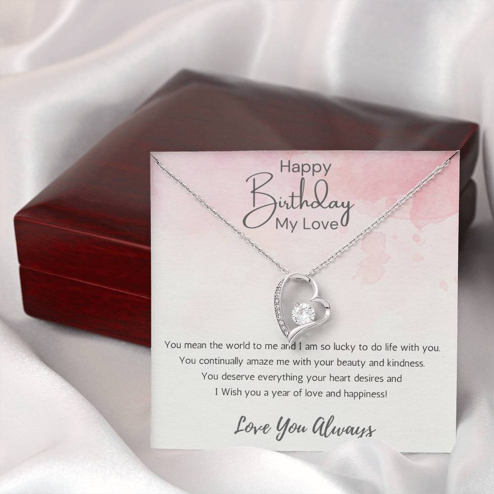 Wife Heart Necklace Birthday Beauty, Kindness- Pink