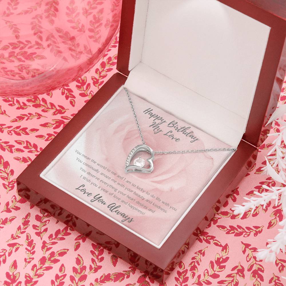 Wife Heart Necklace Birthday Beauty, Kindness - Rose