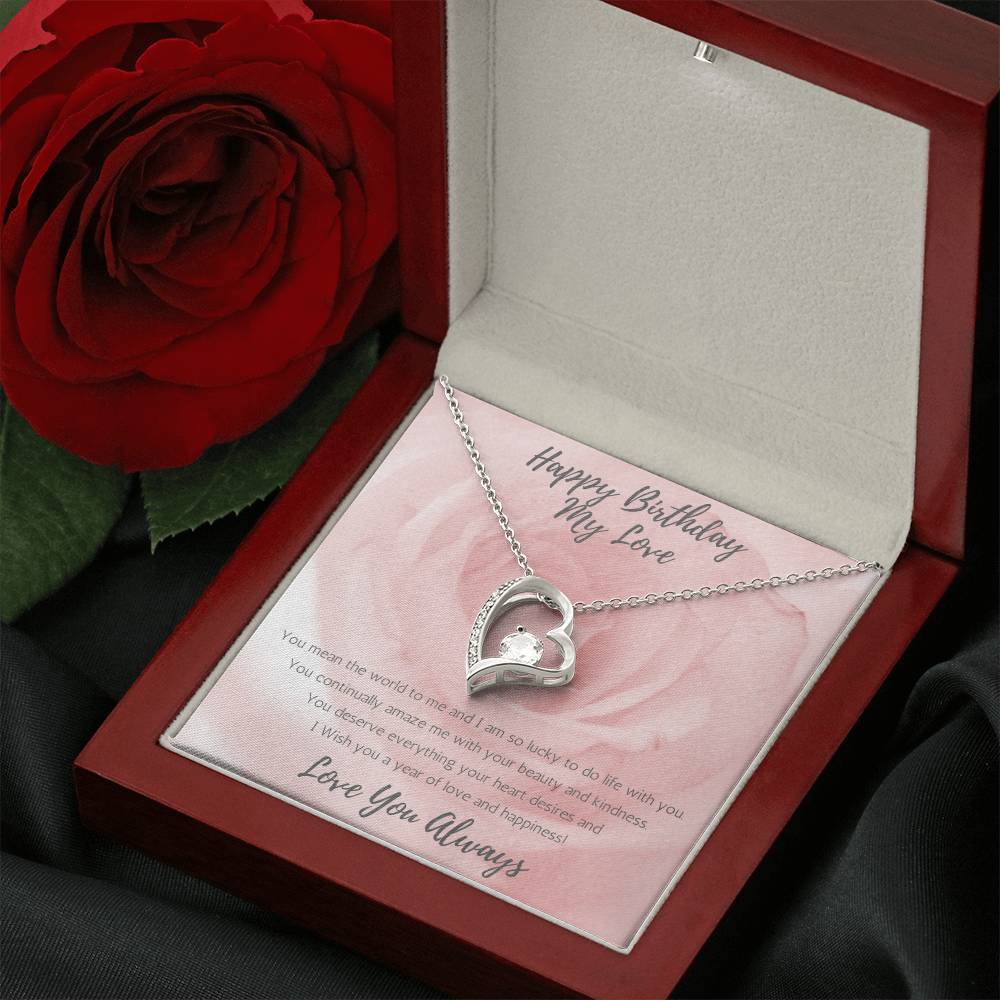 Wife Heart Necklace Birthday Beauty, Kindness - Rose