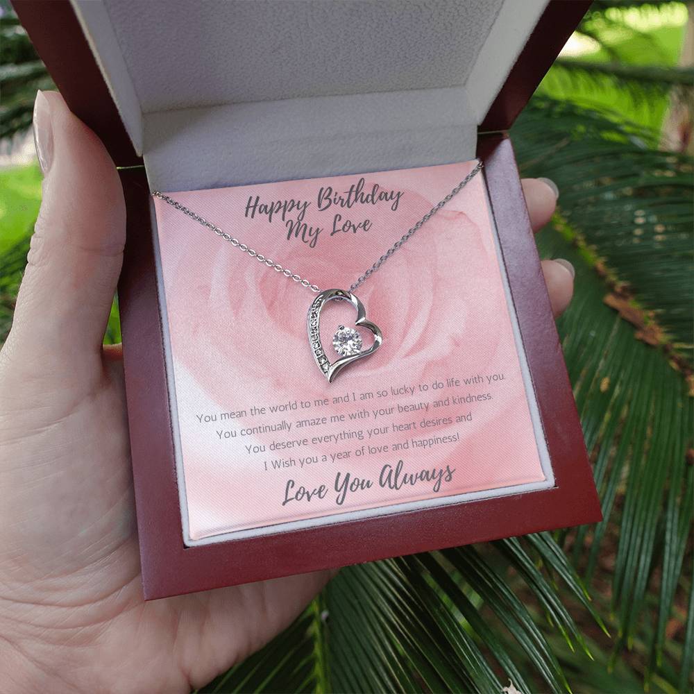 Wife Heart Necklace Birthday Beauty, Kindness - Rose