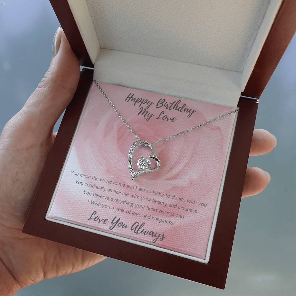 Wife Heart Necklace Birthday Beauty, Kindness - Rose