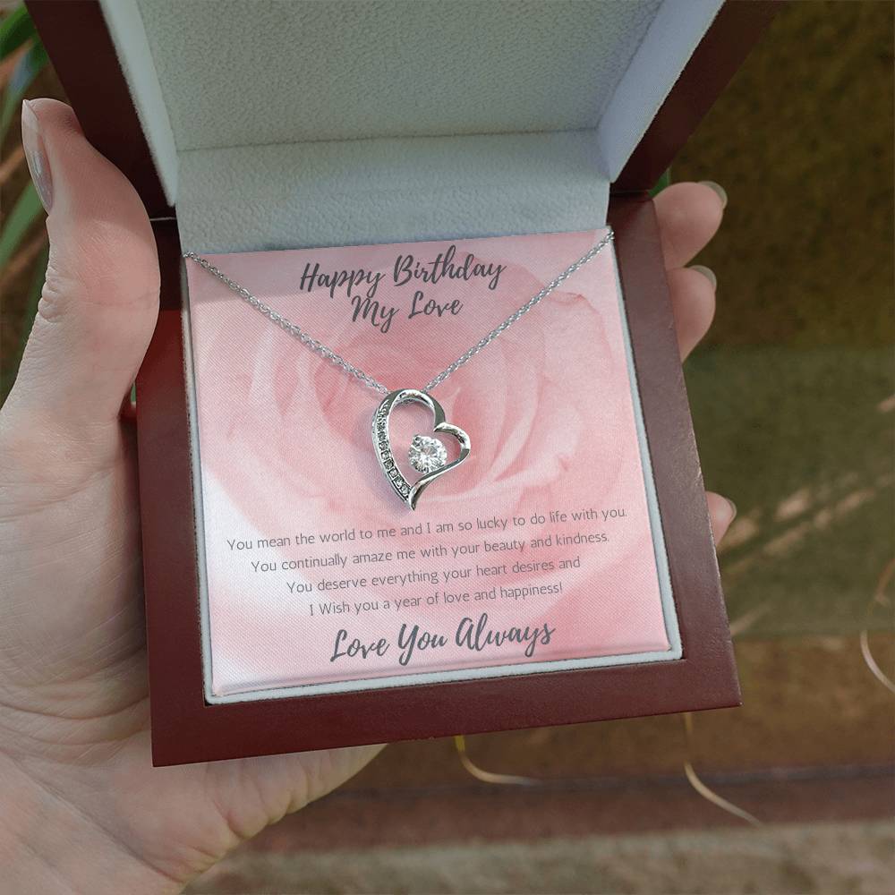 Wife Heart Necklace Birthday Beauty, Kindness - Rose