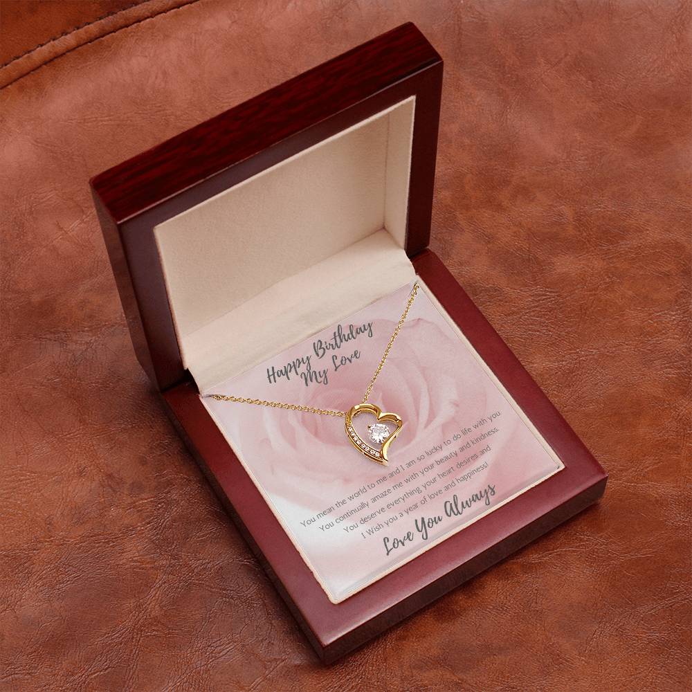 Wife Heart Necklace Birthday Beauty, Kindness - Rose