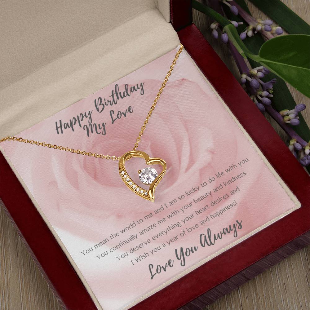 Wife Heart Necklace Birthday Beauty, Kindness - Rose