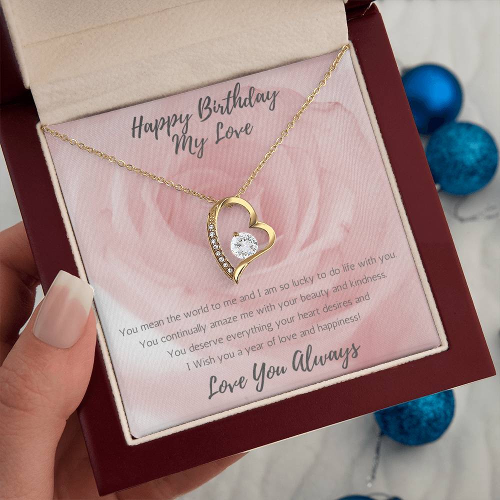 Wife Heart Necklace Birthday Beauty, Kindness - Rose