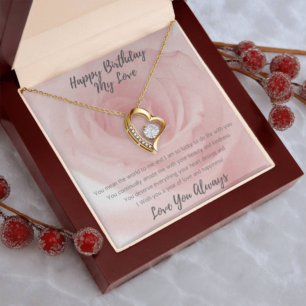 Wife Heart Necklace Birthday Beauty, Kindness - Rose