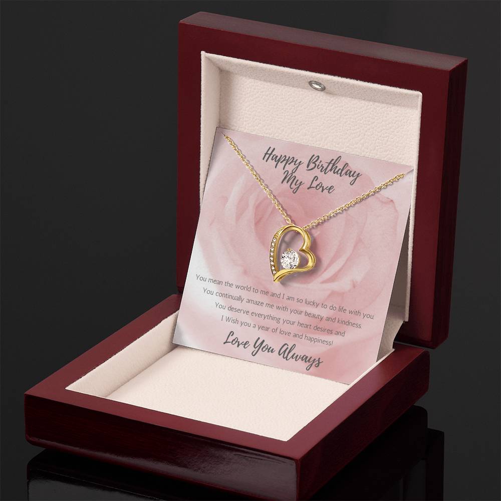 Wife Heart Necklace Birthday Beauty, Kindness - Rose