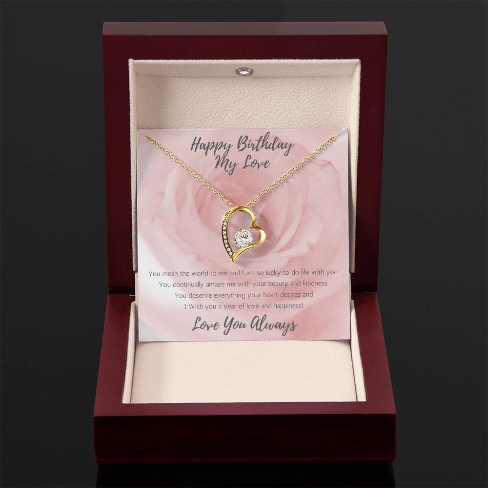 Wife Heart Necklace Birthday Beauty, Kindness - Rose