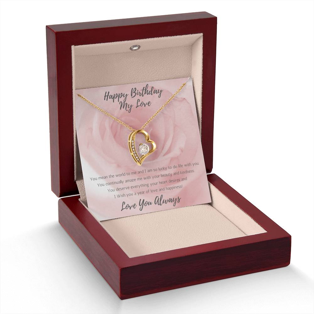 Wife Heart Necklace Birthday Beauty, Kindness - Rose