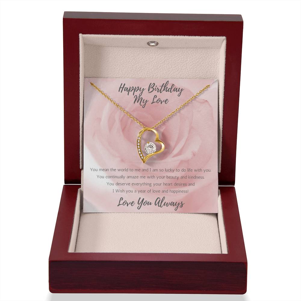 Wife Heart Necklace Birthday Beauty, Kindness - Rose