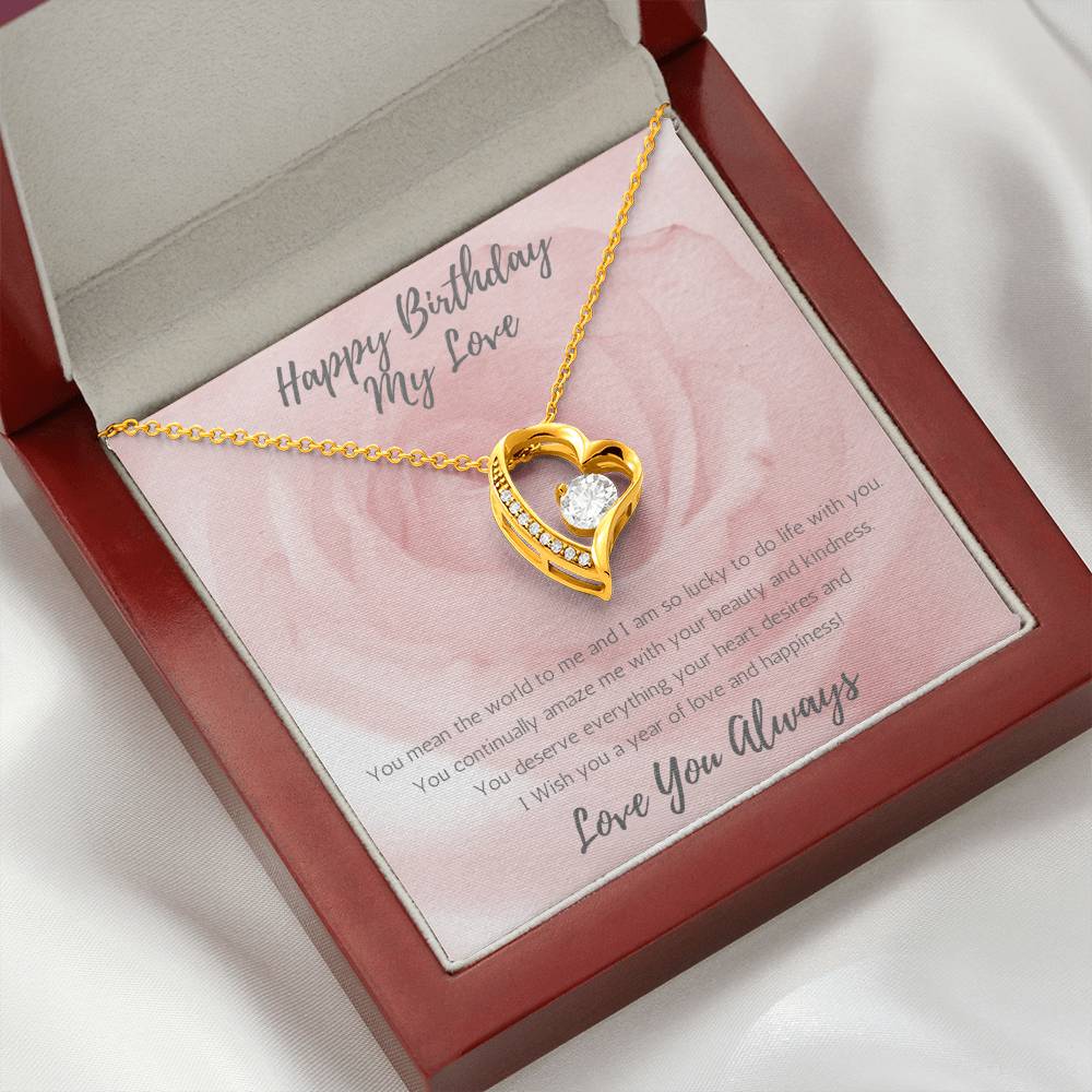 Wife Heart Necklace Birthday Beauty, Kindness - Rose