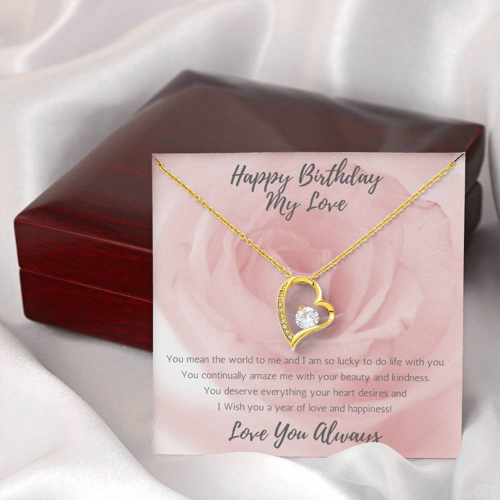 Wife Heart Necklace Birthday Beauty, Kindness - Rose