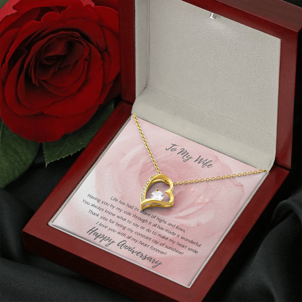 Wife Anniversary Heart Necklace Sunshine -Rose