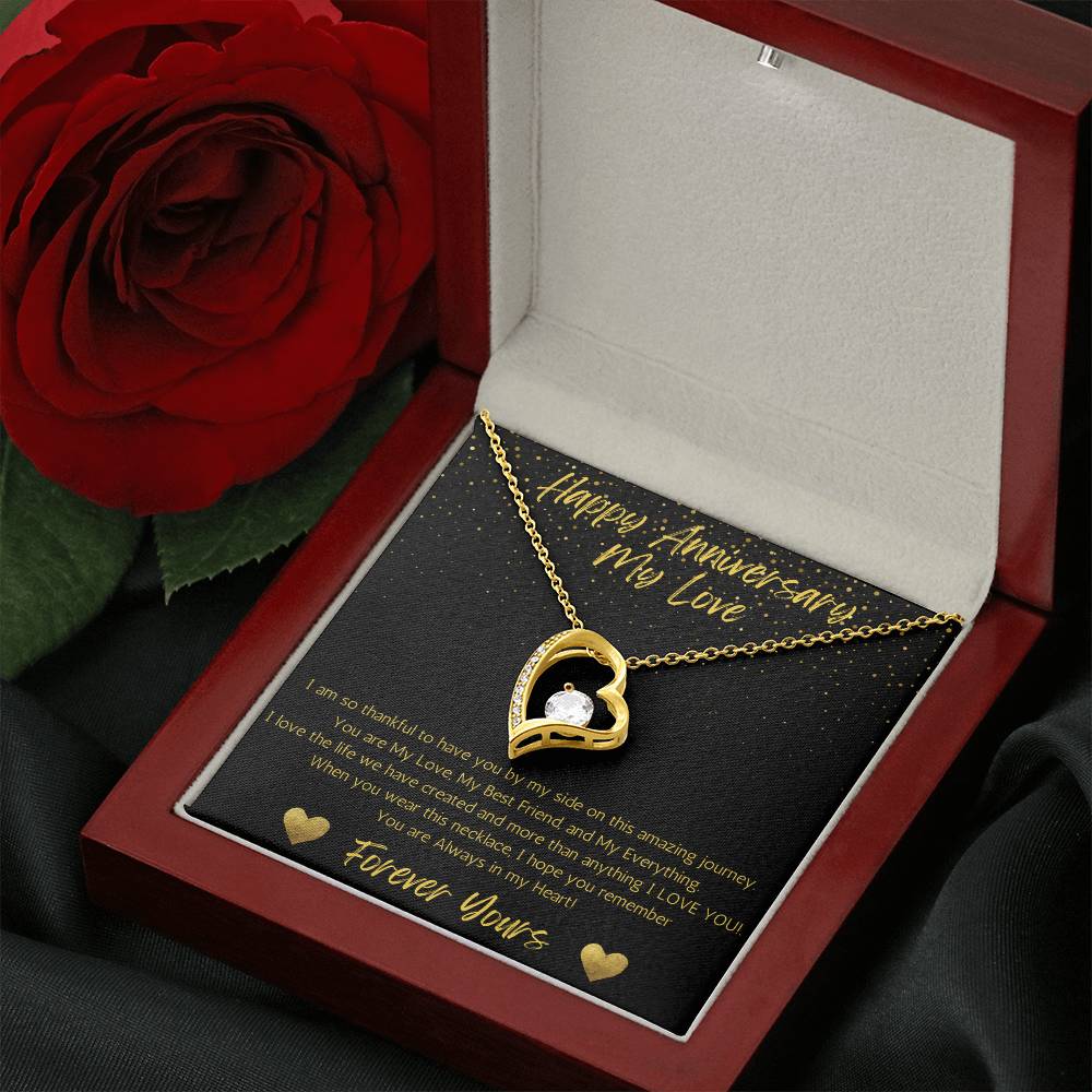 Wife Heart Necklace Anniversary My Everything- Black