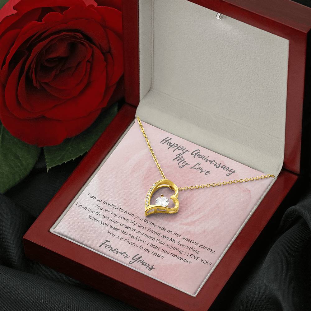 Wife Heart Necklace Anniversary My Everything - Rose