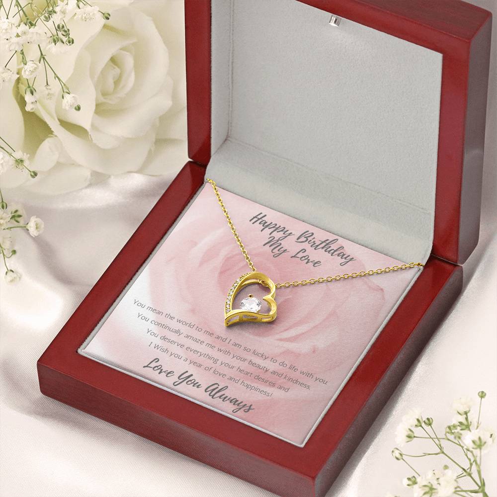 Wife Heart Necklace Birthday Beauty, Kindness - Rose