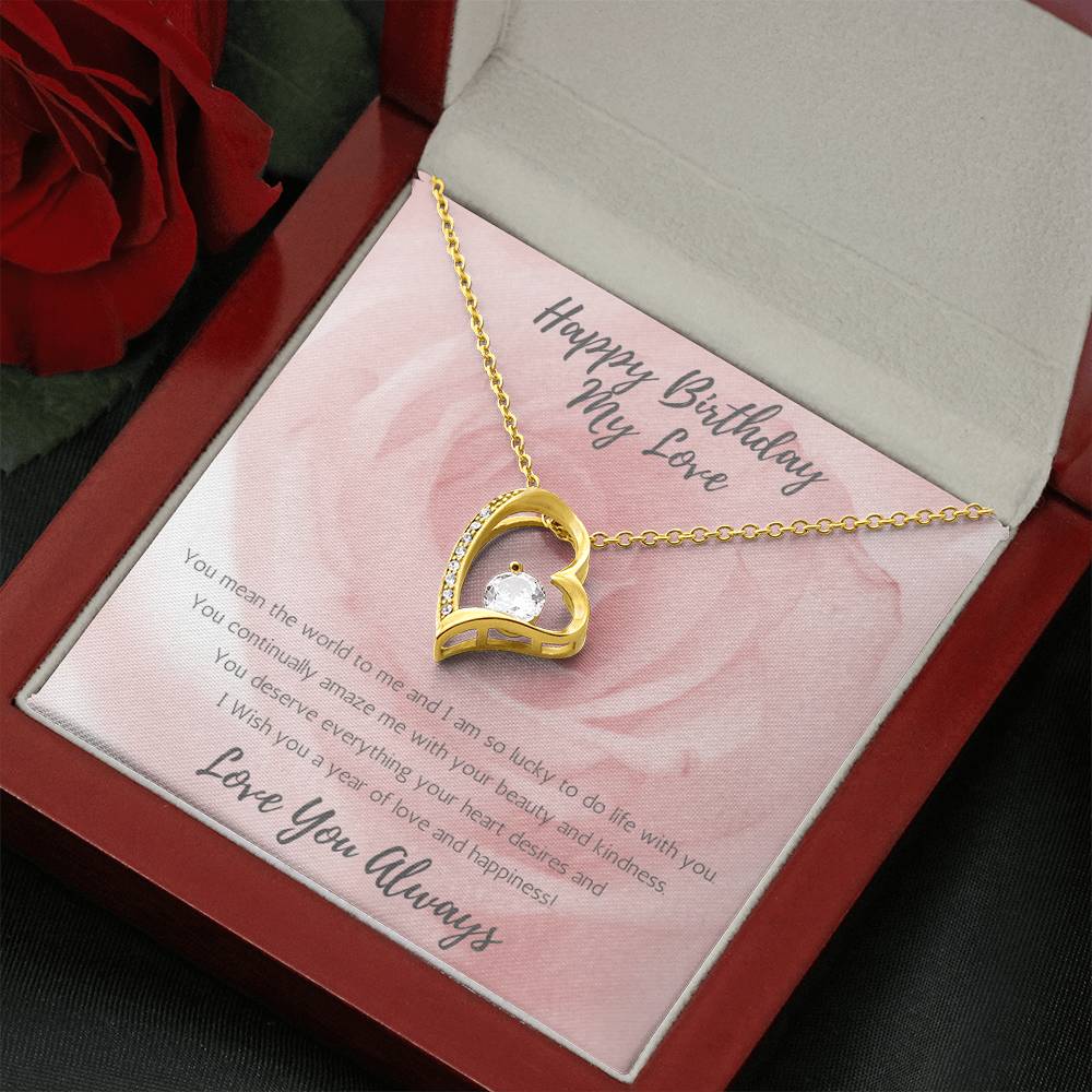 Wife Heart Necklace Birthday Beauty, Kindness - Rose