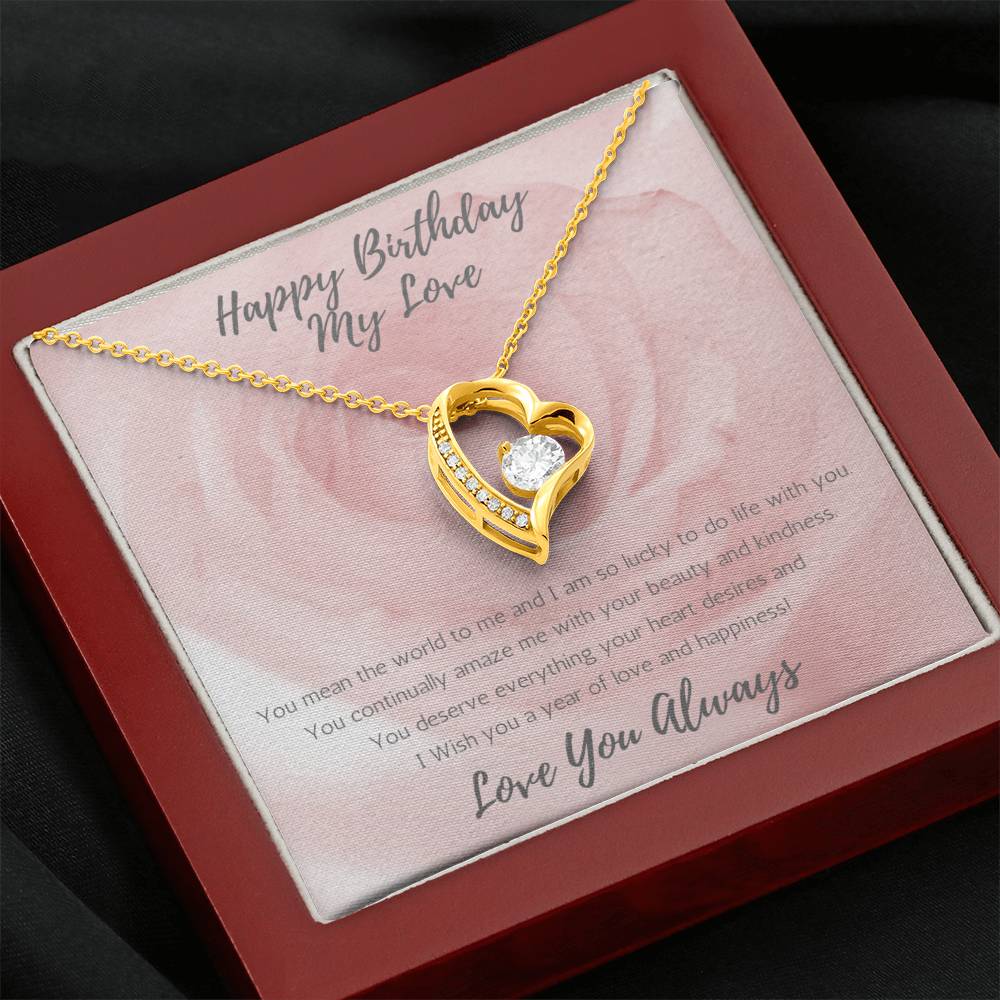 Wife Heart Necklace Birthday Beauty, Kindness - Rose