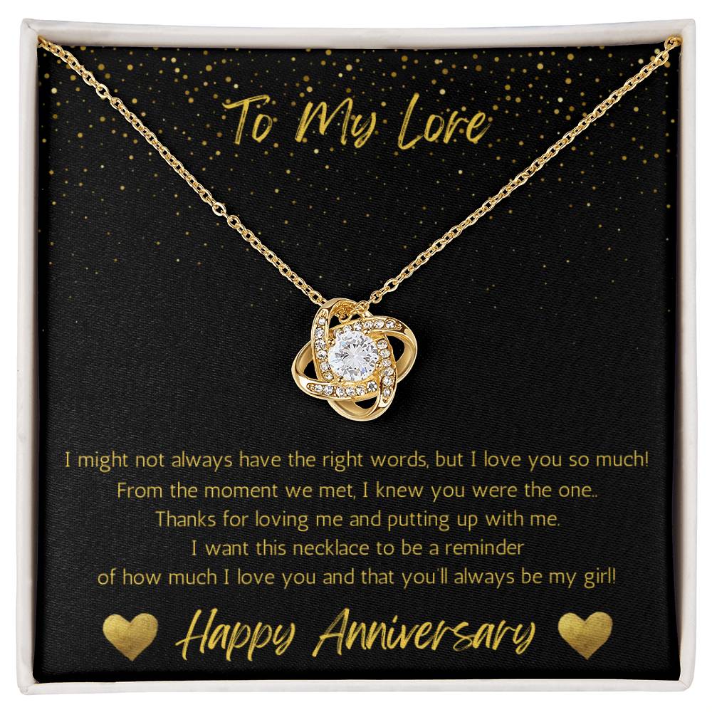 Wife Love Knot Necklace Anniversary My Girl - Black