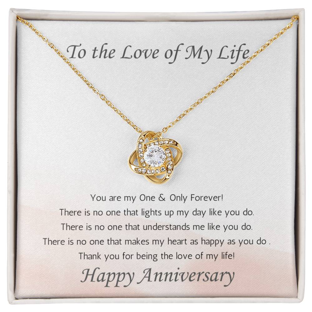 Wife Love Knot Necklace Anniversary One & Only - White