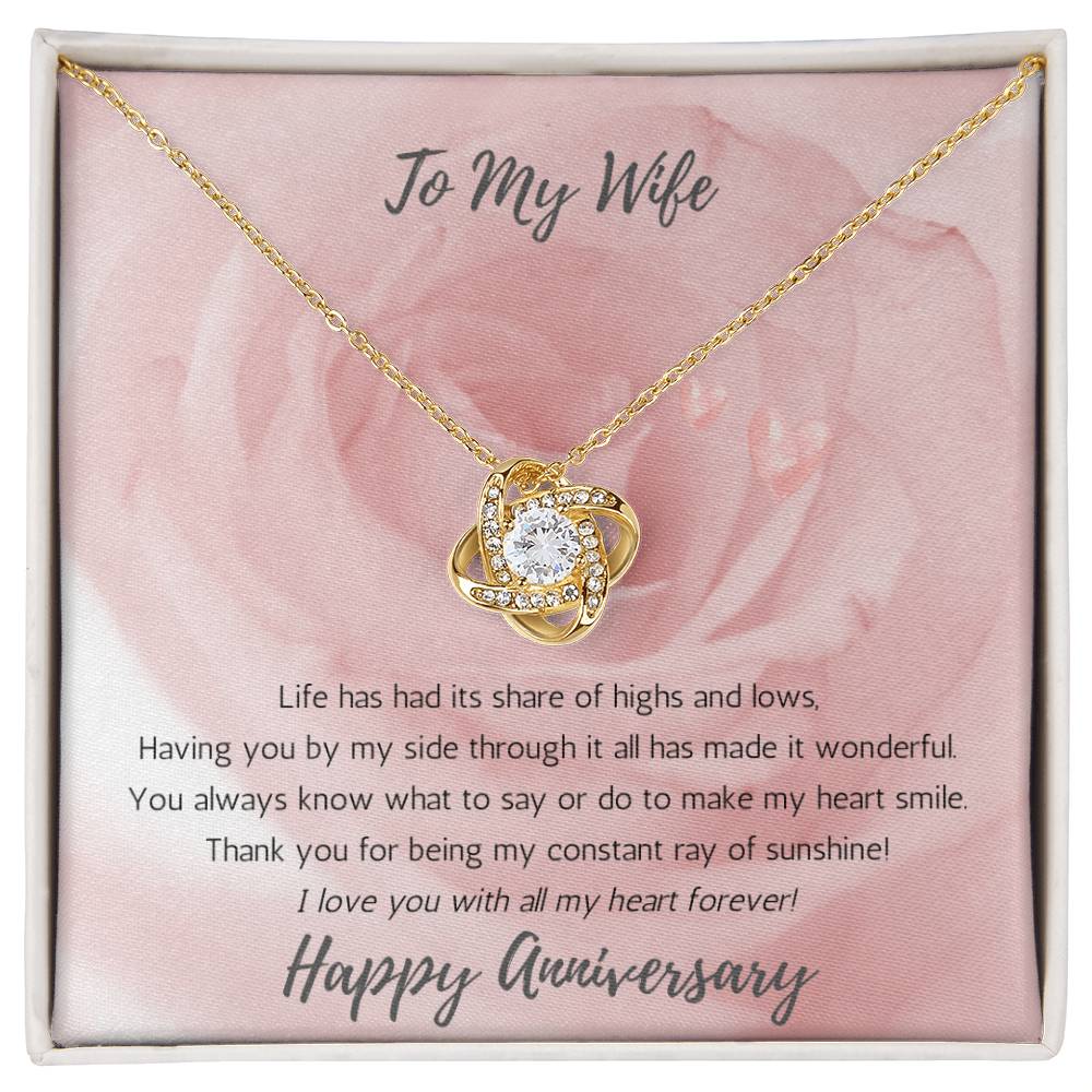 Wife Anniversary Love Knot Necklace Sunshine - Rose