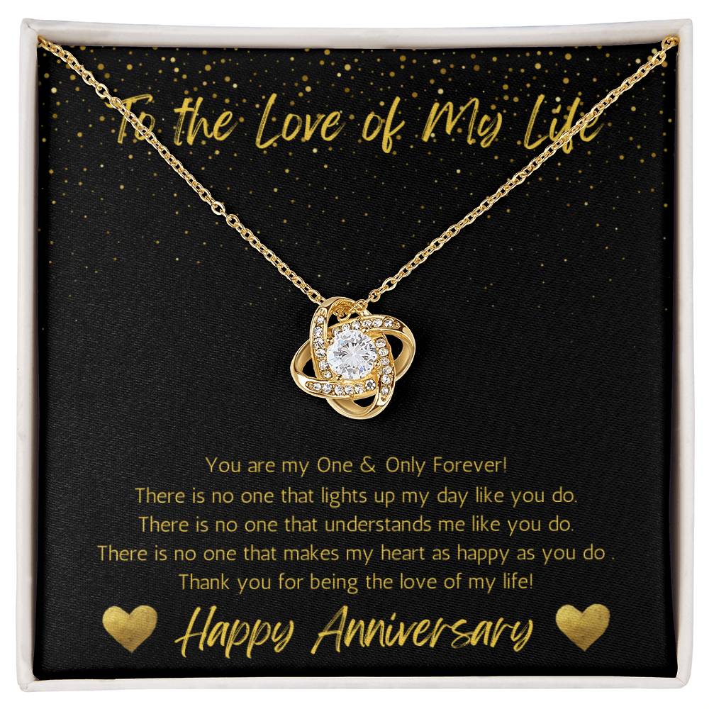 Wife Love Knot Necklace Anniversary One & Only - Black