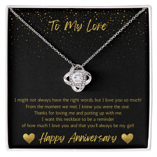 Wife Love Knot Necklace Anniversary My Girl - Black