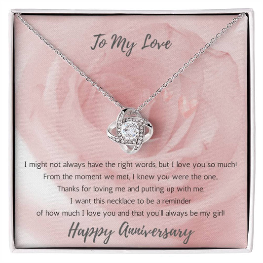 Wife Love Knot Necklace Anniversary My Girl - Rose