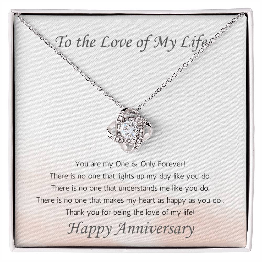 Wife Love Knot Necklace Anniversary One & Only - White