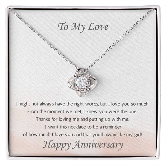 Wife Love Knot Necklace Anniversary My Girl - White