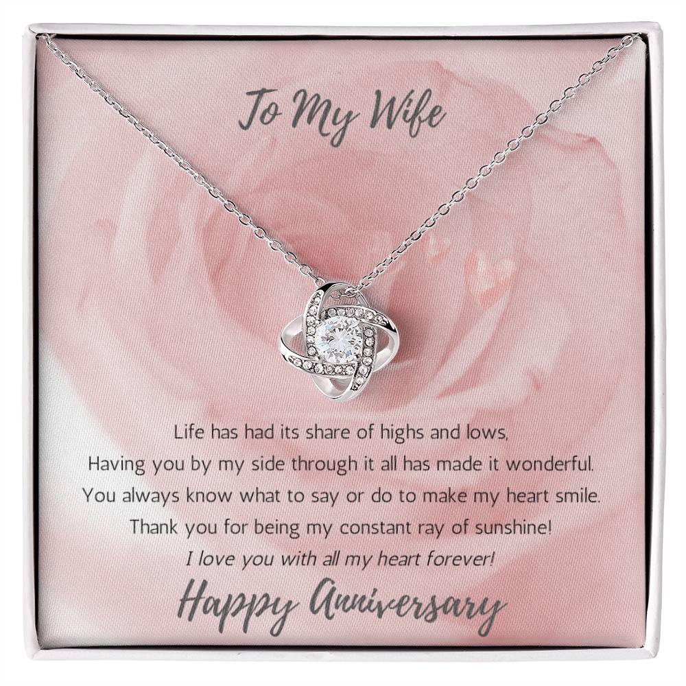 Wife Anniversary Love Knot Necklace Sunshine - Rose