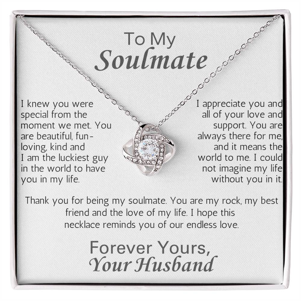 Wife LoveKnot Necklace Anniversary Birthday Soulmate - White