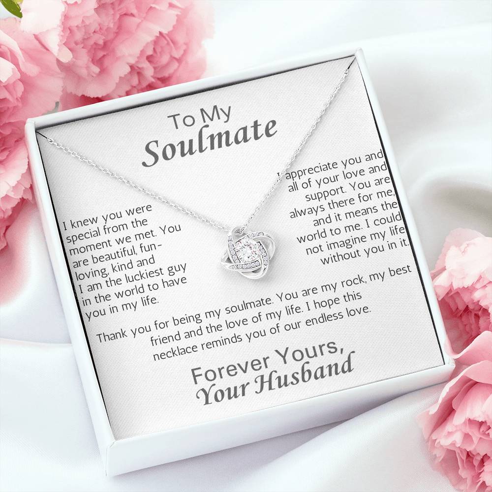 Wife LoveKnot Necklace Anniversary Birthday Soulmate - White