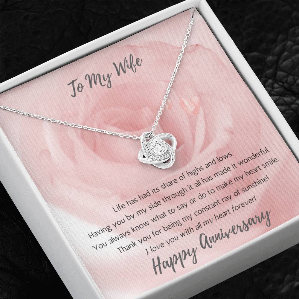 Wife Anniversary Love Knot Necklace Sunshine - Rose