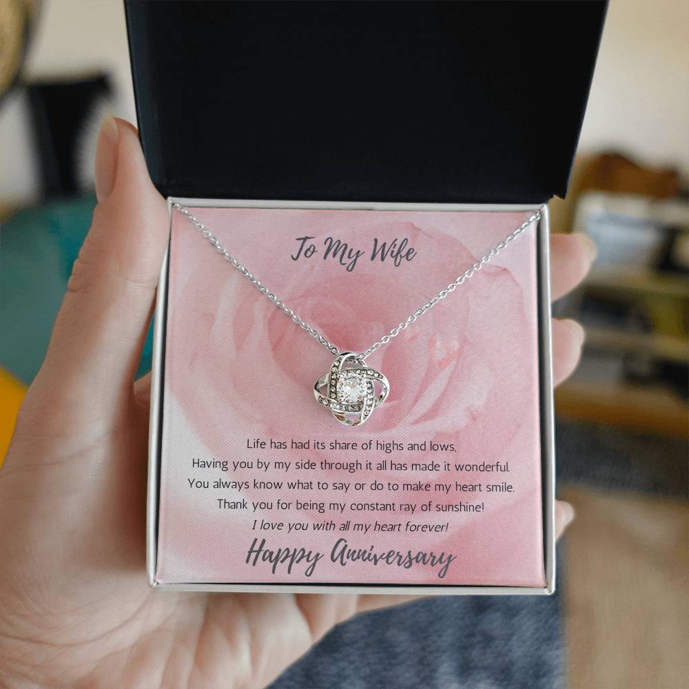 Wife Anniversary Love Knot Necklace Sunshine - Rose