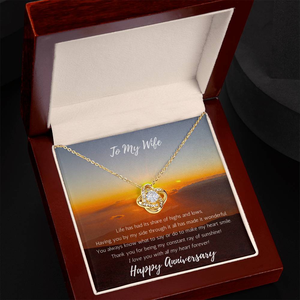 Wife Anniversary  Love Knot Necklace Sunshine