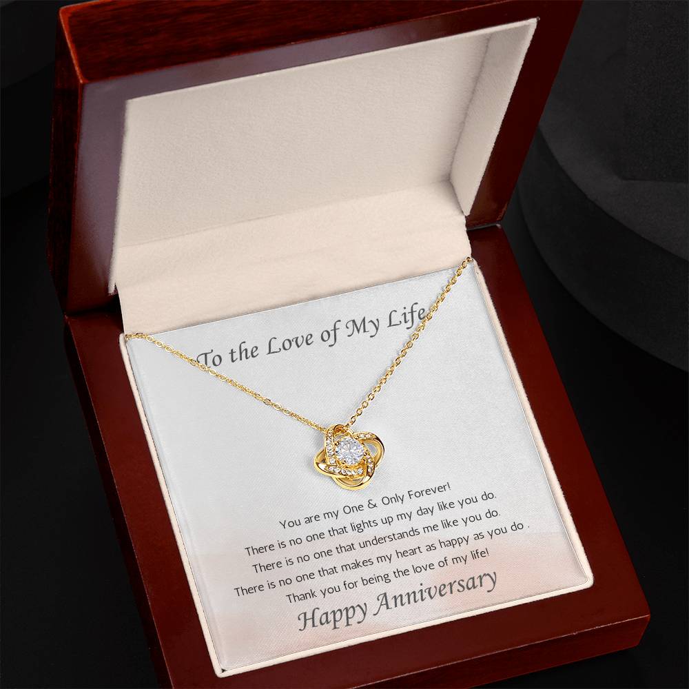 Wife Love Knot Necklace Anniversary One & Only - White