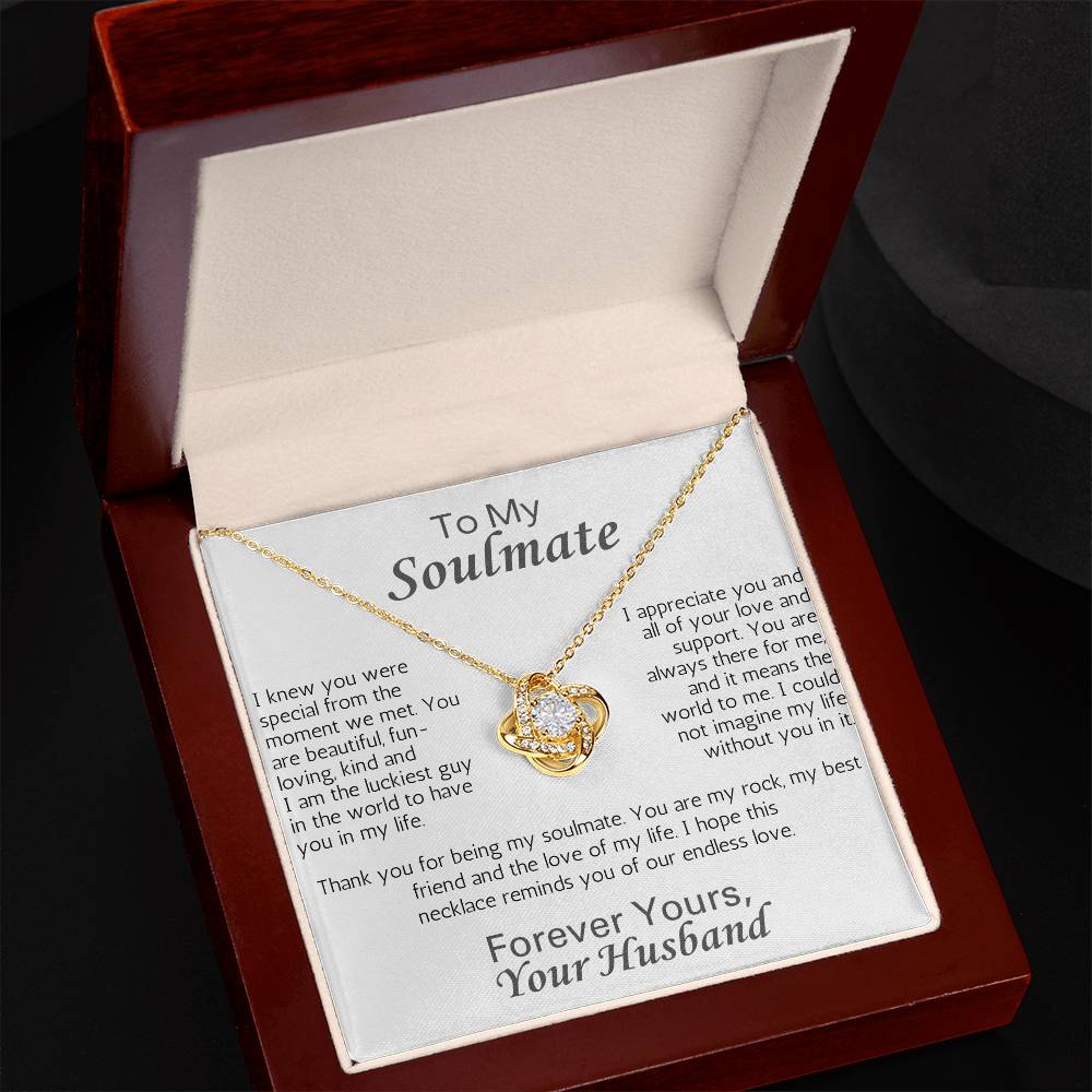 Wife LoveKnot Necklace Anniversary Birthday Soulmate - White