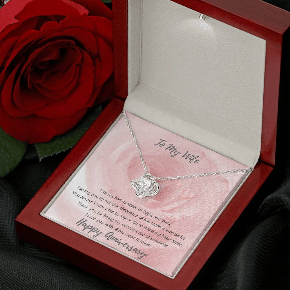 Wife Anniversary Love Knot Necklace Sunshine - Rose