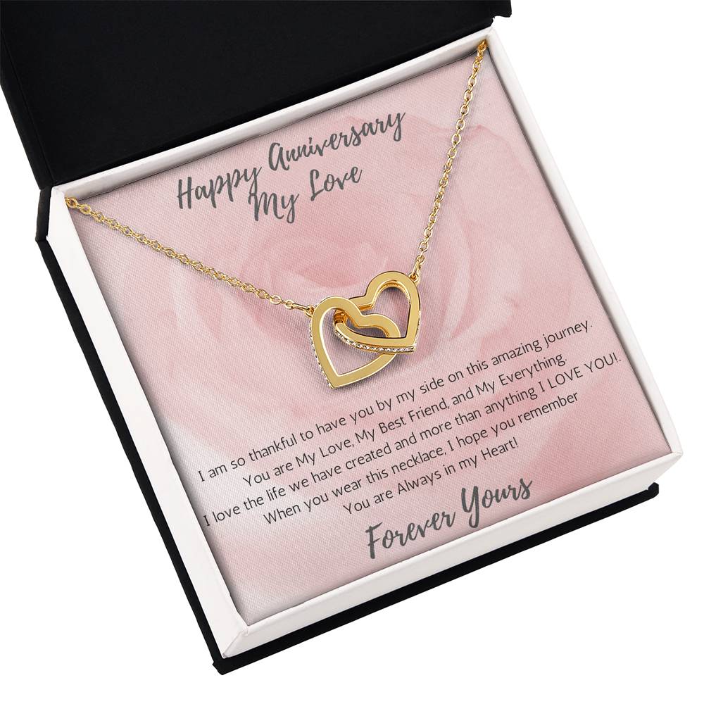 Wife Two-Hearts Necklace for Anniversary My Everything - Rose