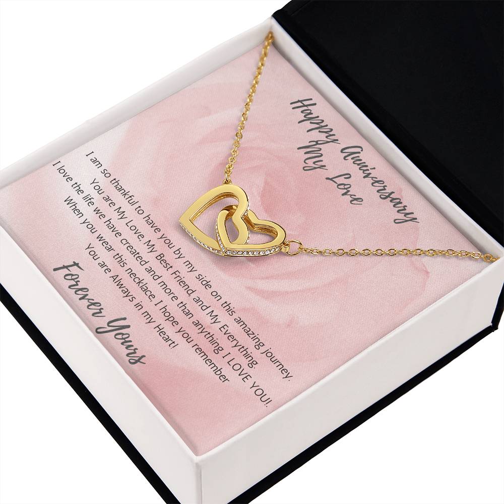 Wife Two-Hearts Necklace for Anniversary My Everything - Rose