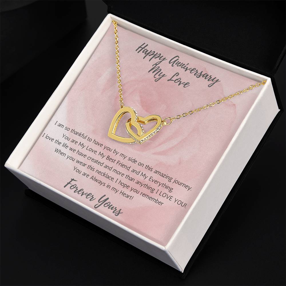 Wife Two-Hearts Necklace for Anniversary My Everything - Rose